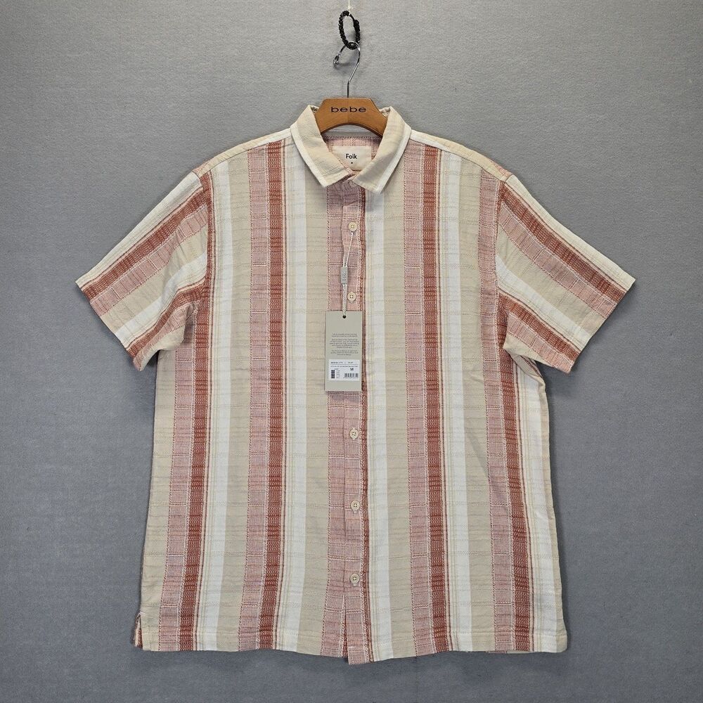 FOLK Rust Otto S/S Collar Shirt Dbl Self Yoke Shirt Men's Size Medium